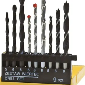 Promocja Wiertła różne (metal/beton/drewno), zestaw 9 szt.